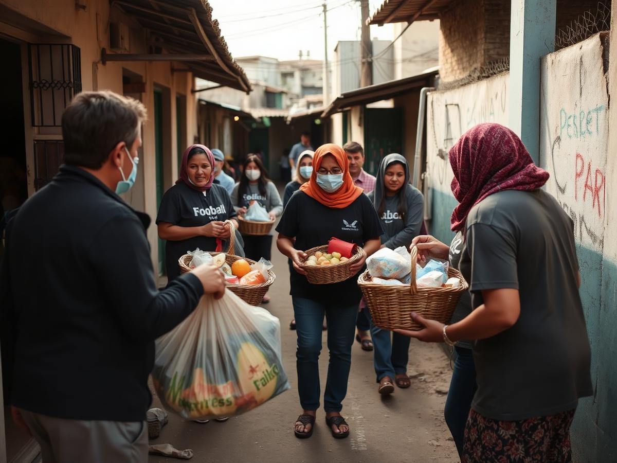 Volunteers delivering food baskets to families in the community